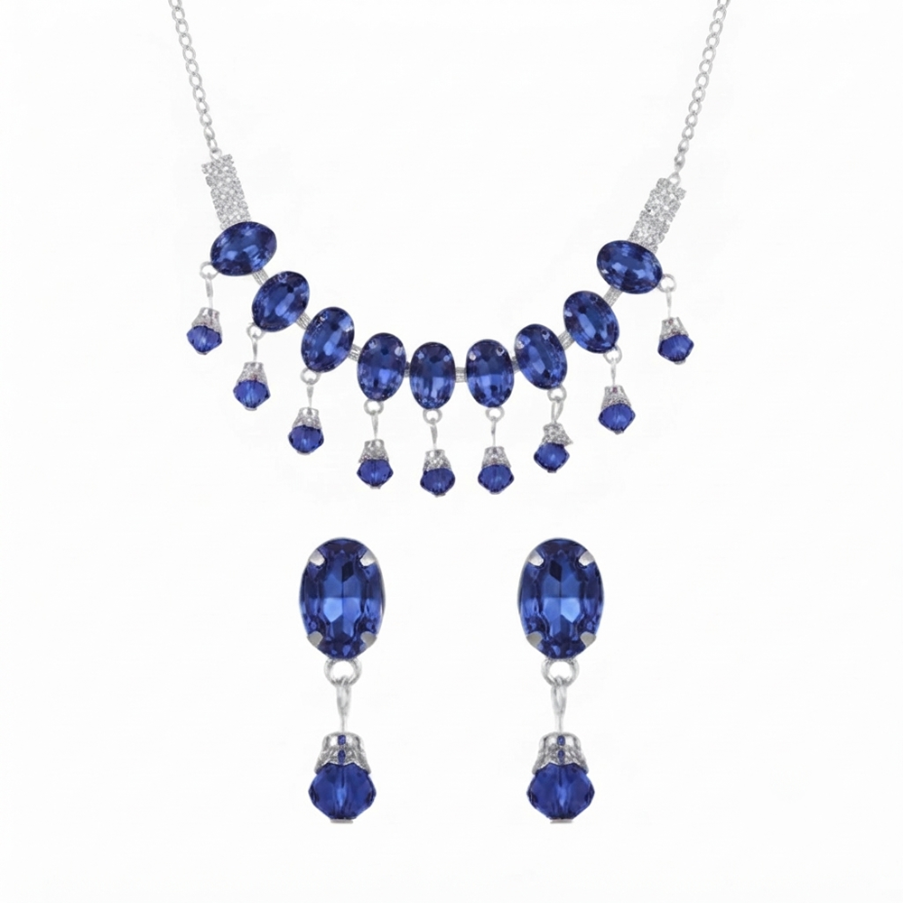 The99Jewel Elegant Silver Plated Crystal Stone Necklace Set for Women
