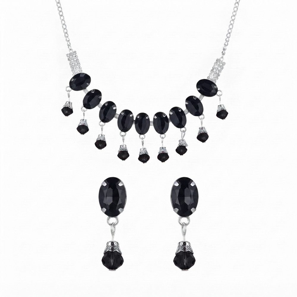 The99Jewel Elegant Silver Plated Crystal Stone Necklace Set for Women