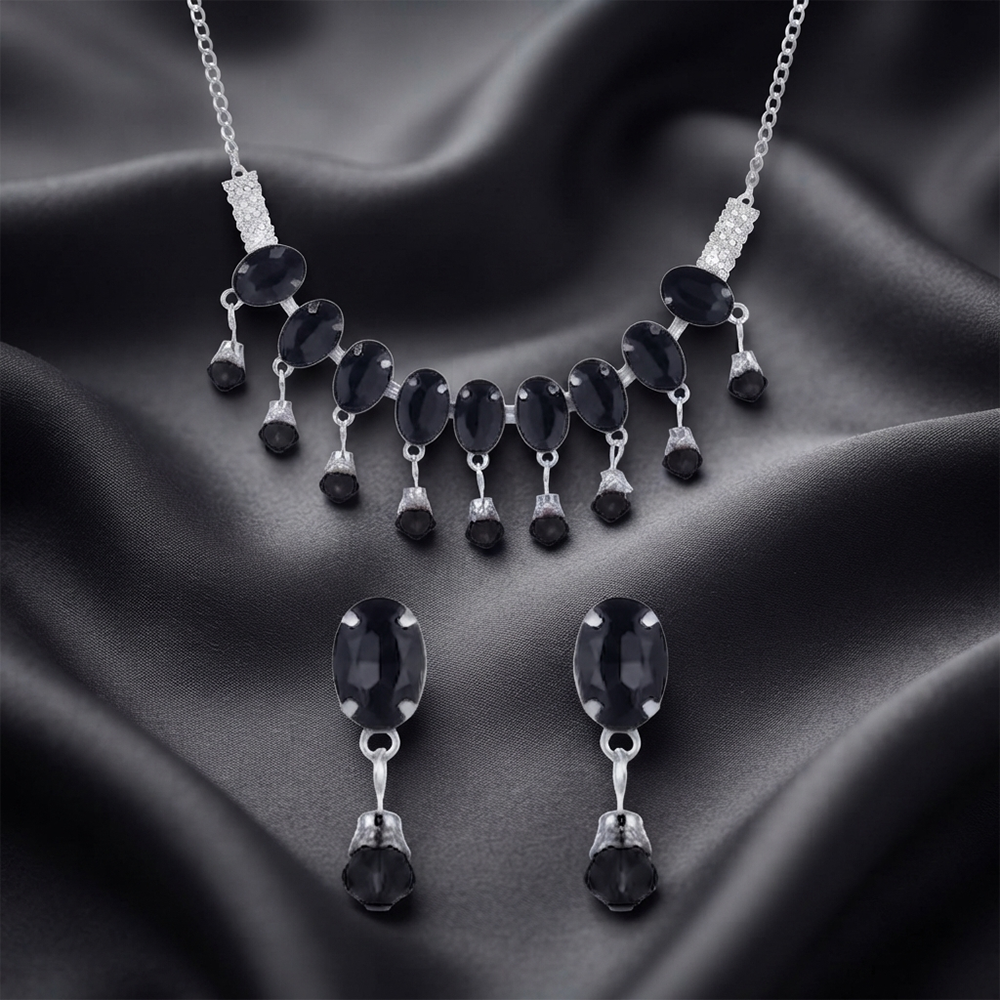 The99Jewel Elegant Silver Plated Crystal Stone Necklace Set for Women