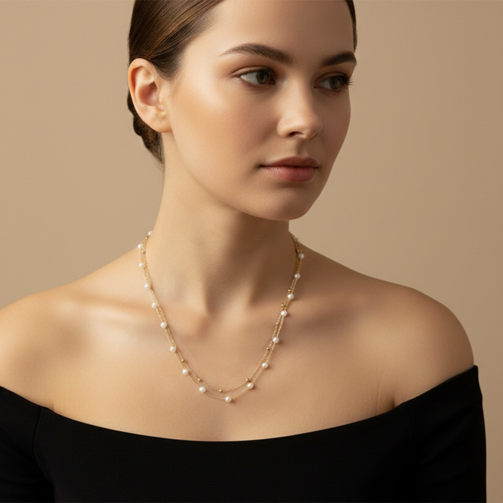 The99Jewel Gold Plated Pearl Stylish Necklace