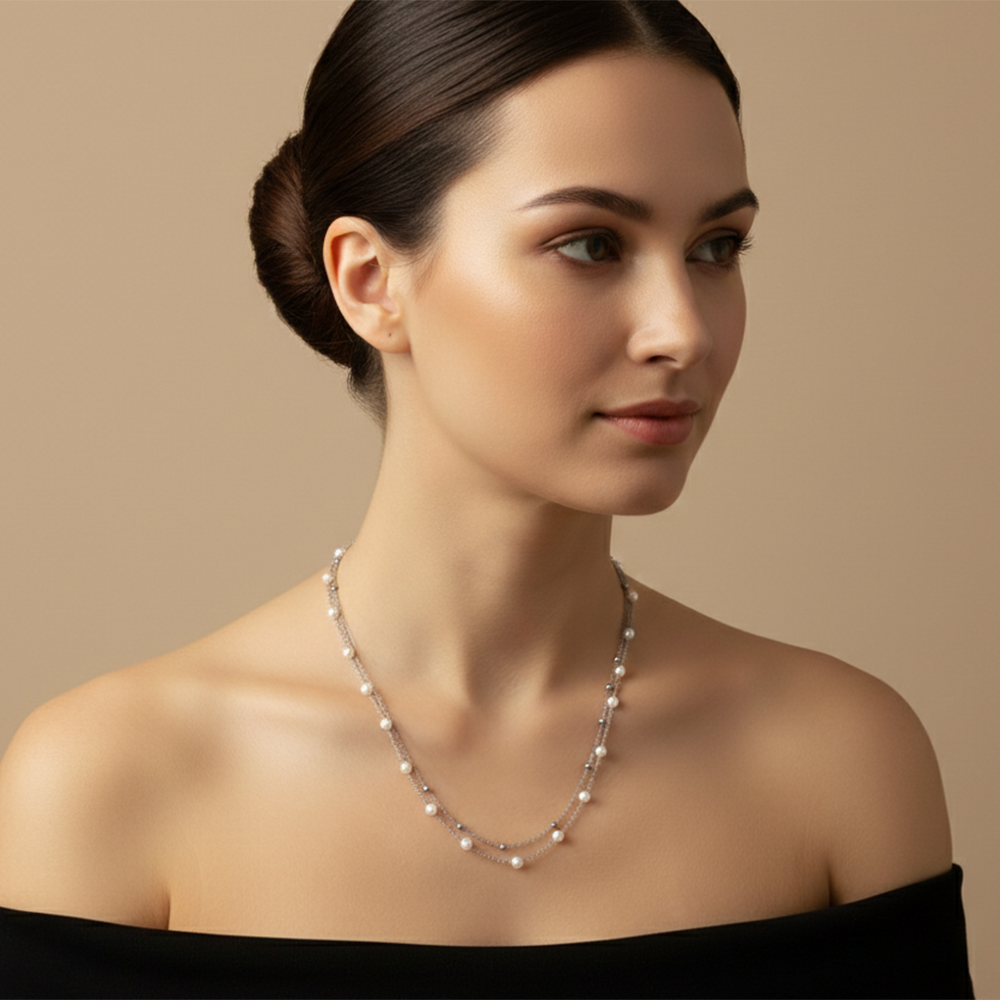 The99Jewel Silver Plated Pearl Stylish Necklace