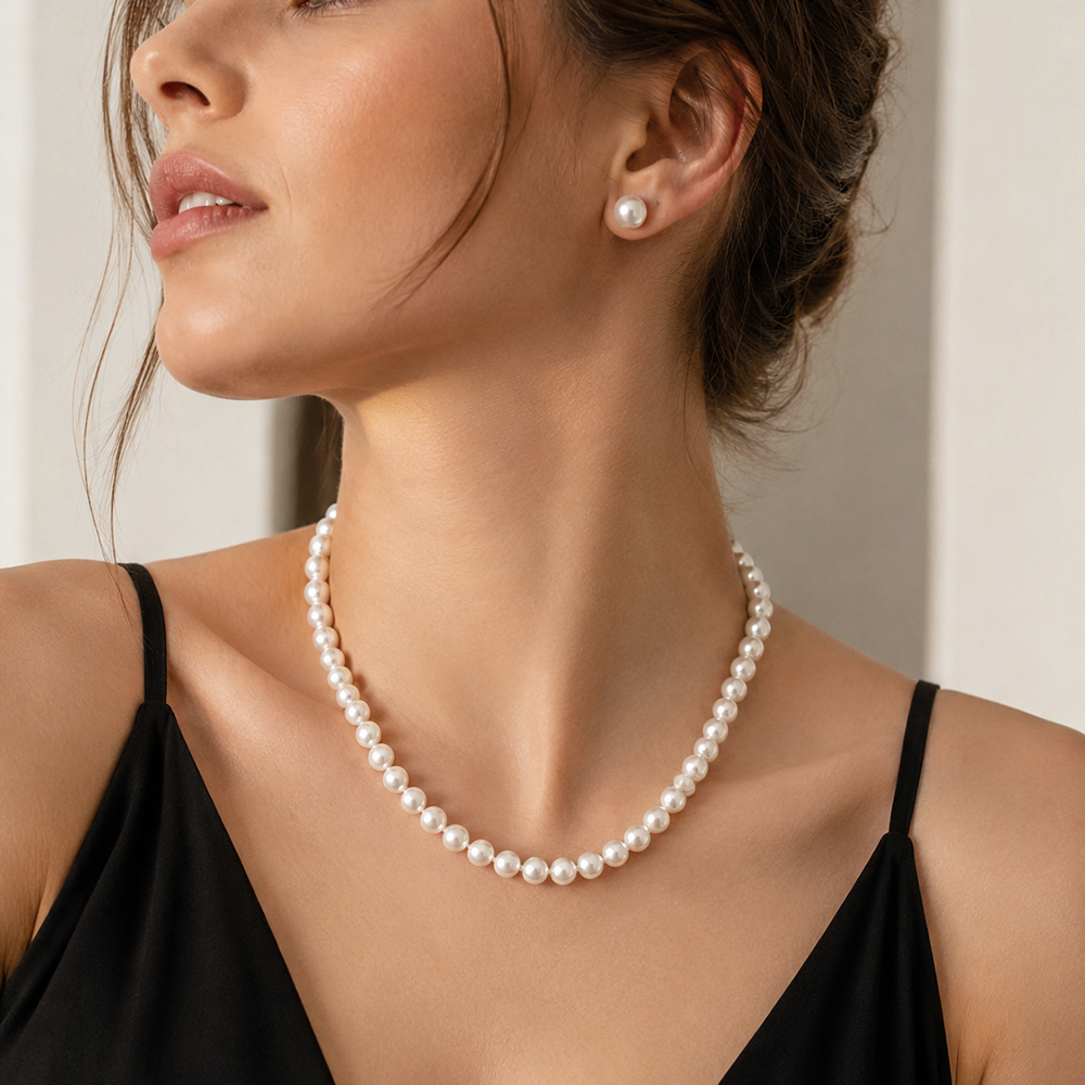 The99Jewel Handcrafted White Pearl Necklace set for Women