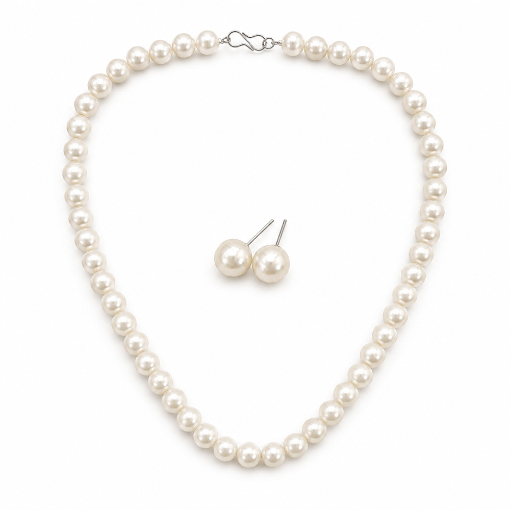 The99Jewel Handcrafted White Pearl Necklace set for Women