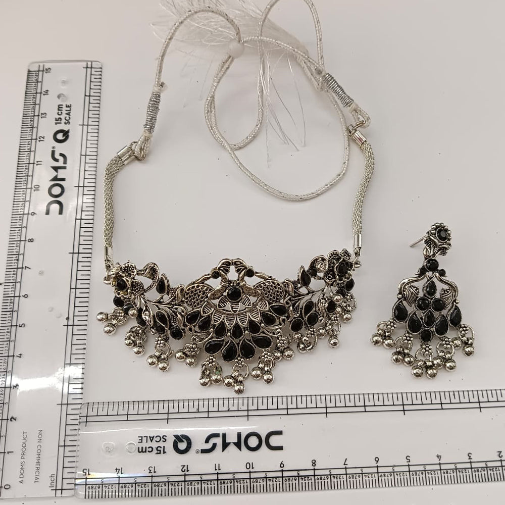 The99Jewel Vintage Inspired Oxidised Choker Necklace Set | Classic Traditional Jewellery for Festive Wear