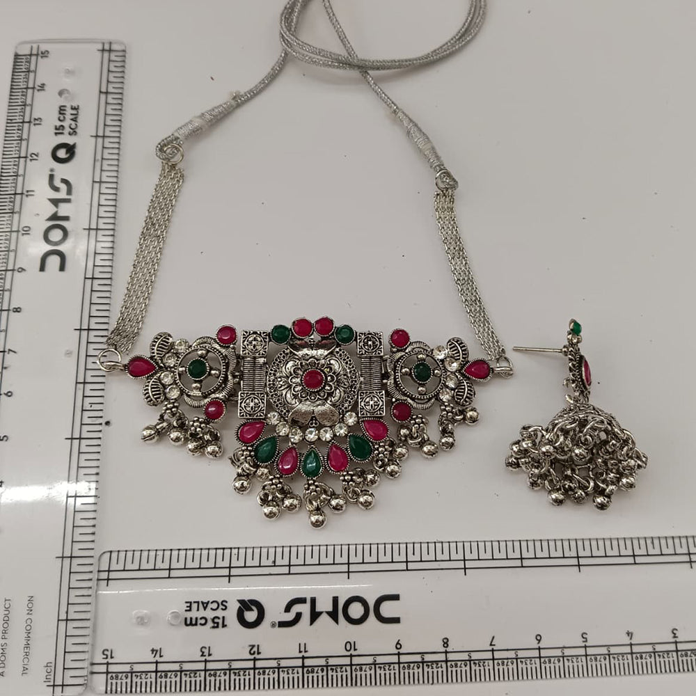 The99Jewel Vintage Inspired Oxidised Choker Necklace Set | Classic Traditional Jewellery for Festive Wear