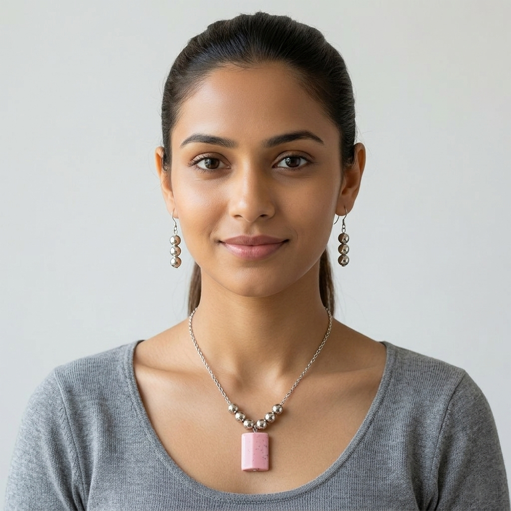 The99Jewel Elegant Pendant Necklace Set with Beaded Detailing & Drop Earrings