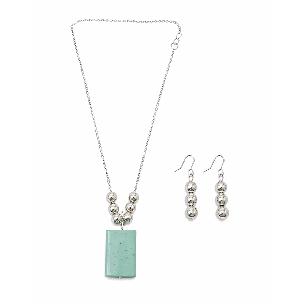 The99Jewel Elegant Pendant Necklace Set with Beaded Detailing & Drop Earrings