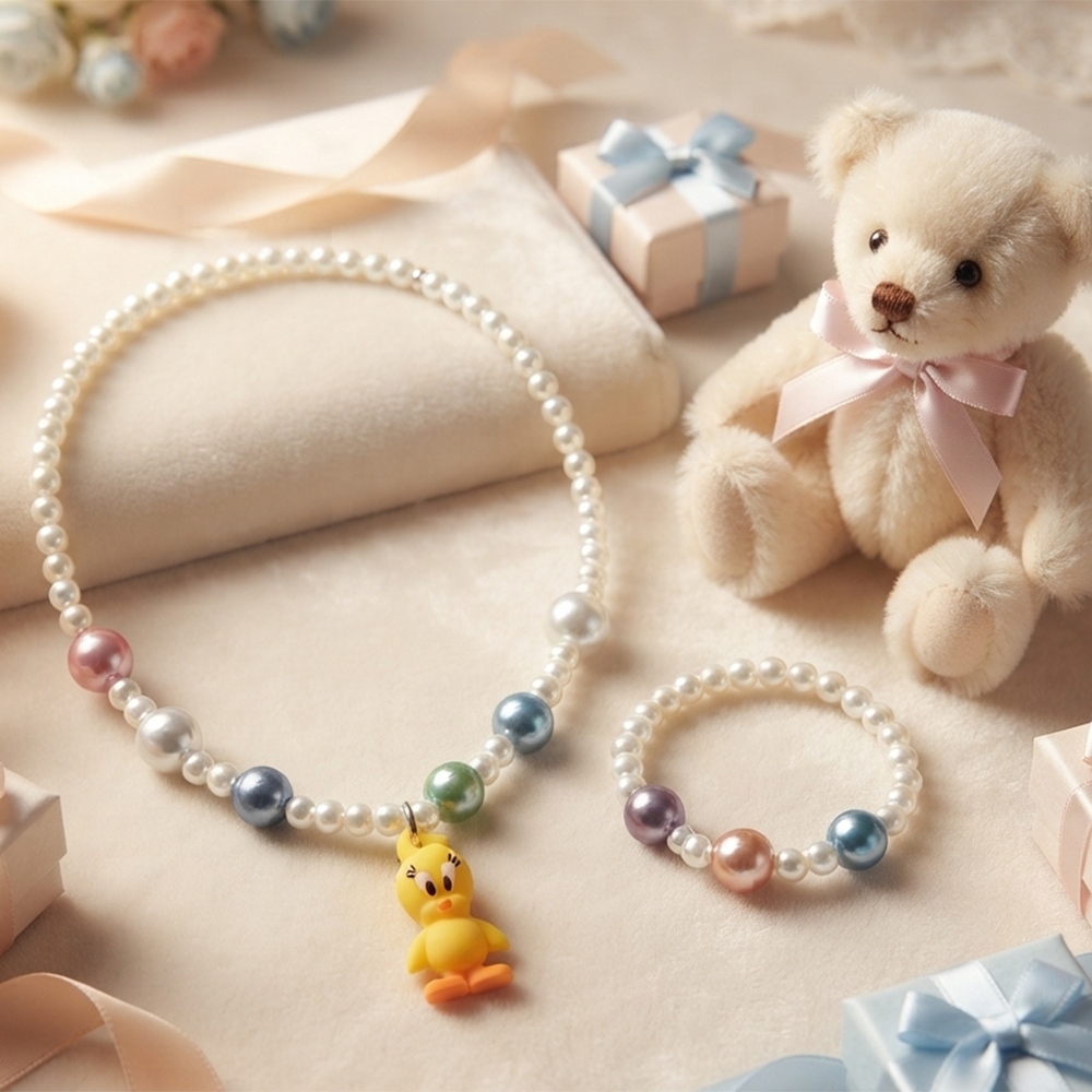 The99Jewel Pearl Necklace and Bracelet Set for Girls | Cute Kids Fashion Jewellery Set