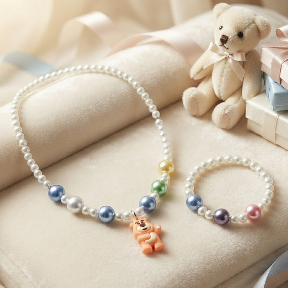 The99Jewel Pearl Necklace and Bracelet Set for Girls | Cute Kids Fashion Jewellery Set