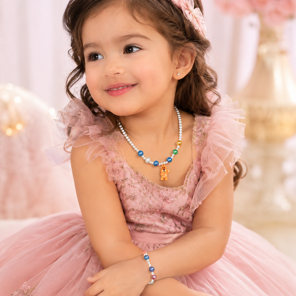 The99Jewel Pearl Necklace and Bracelet Set for Girls | Cute Kids Fashion Jewellery Set