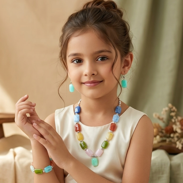The99Jewel Stylish Necklace Earrings And Bracelet Combo For Girls And Kids