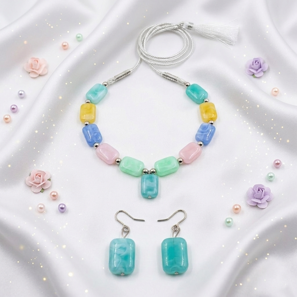 The99Jewel Colorful Kids Necklace Set with Pearl Beads (Assorted Color)