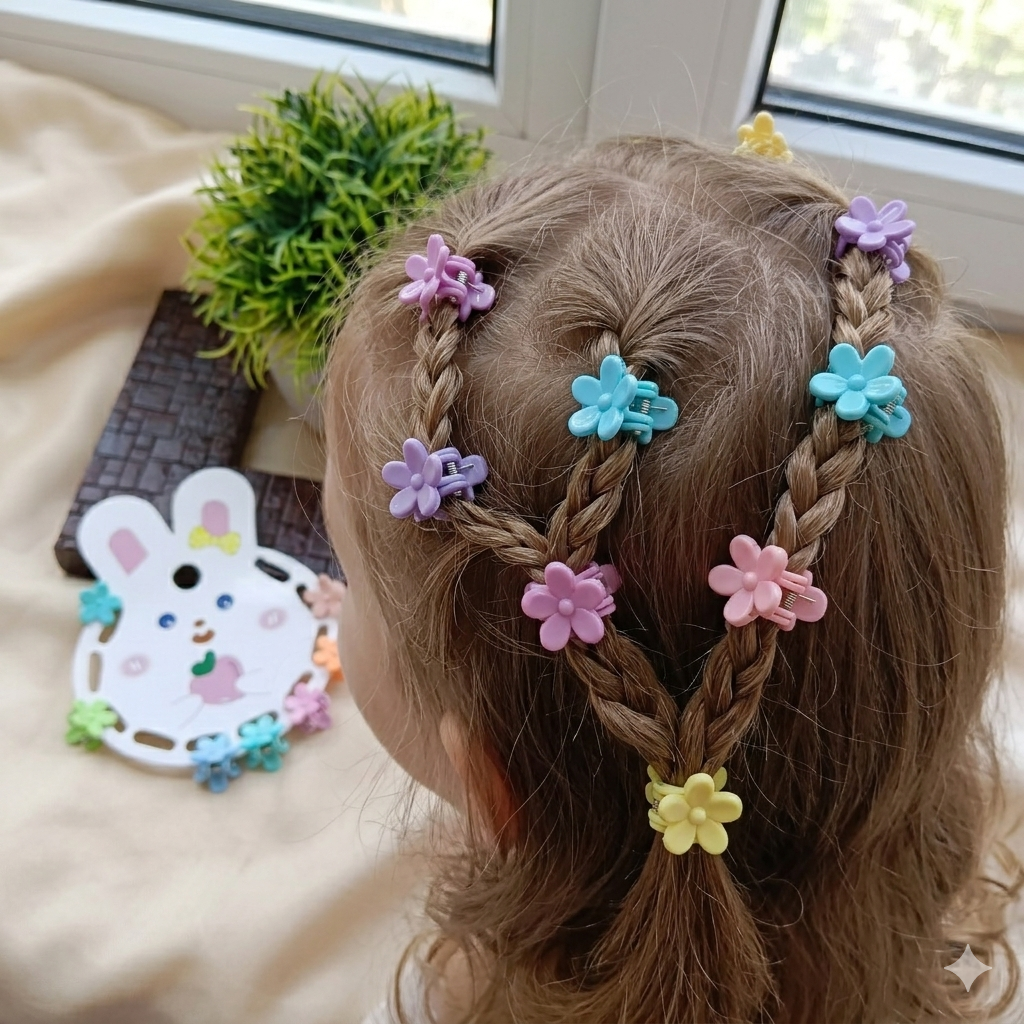 The99Jewel Set of 10 Assorted Color Floral Hair Clip For Baby Girl/ Kid