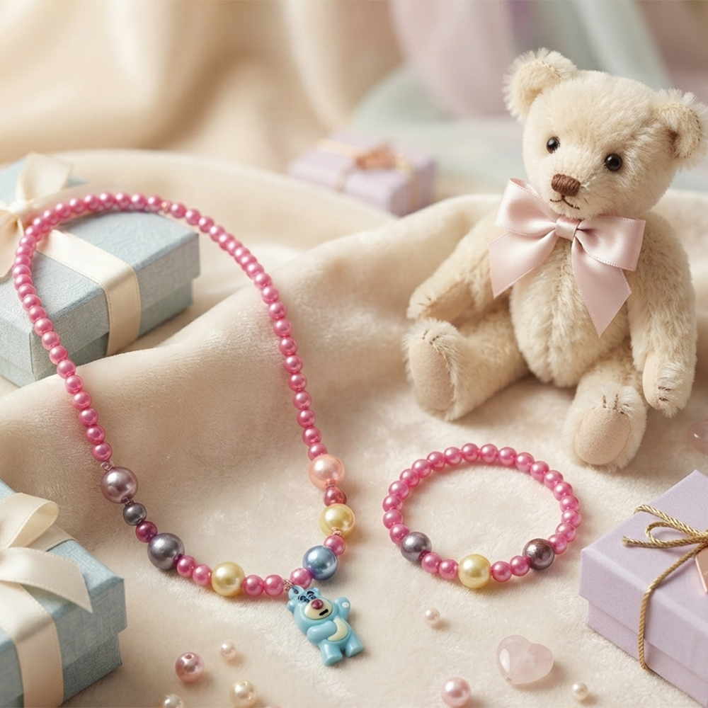 The99Jewel Pearl Necklace and Bracelet Set for Girls | Cute Kids Fashion Jewellery Set