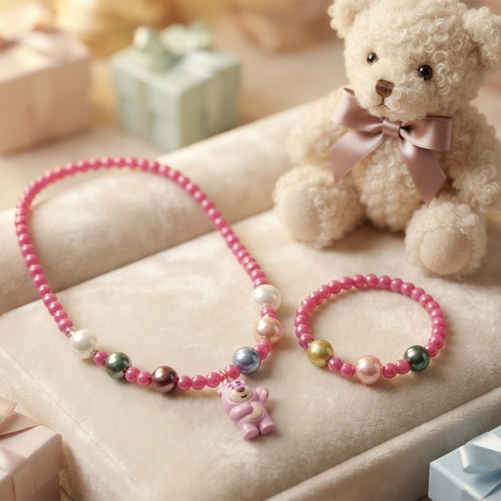 The99Jewel Pearl Necklace and Bracelet Set for Girls | Cute Kids Fashion Jewellery Set
