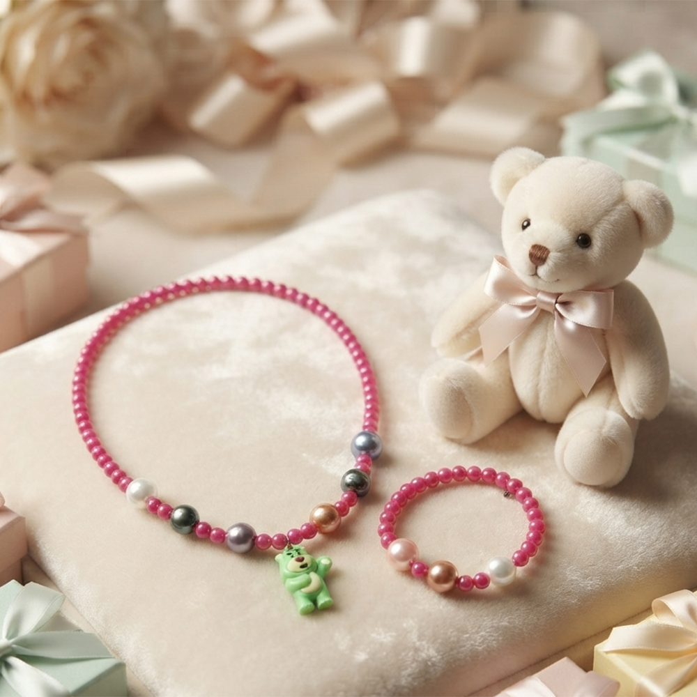 The99Jewel Pearl Necklace and Bracelet Set for Girls | Cute Kids Fashion Jewellery Set