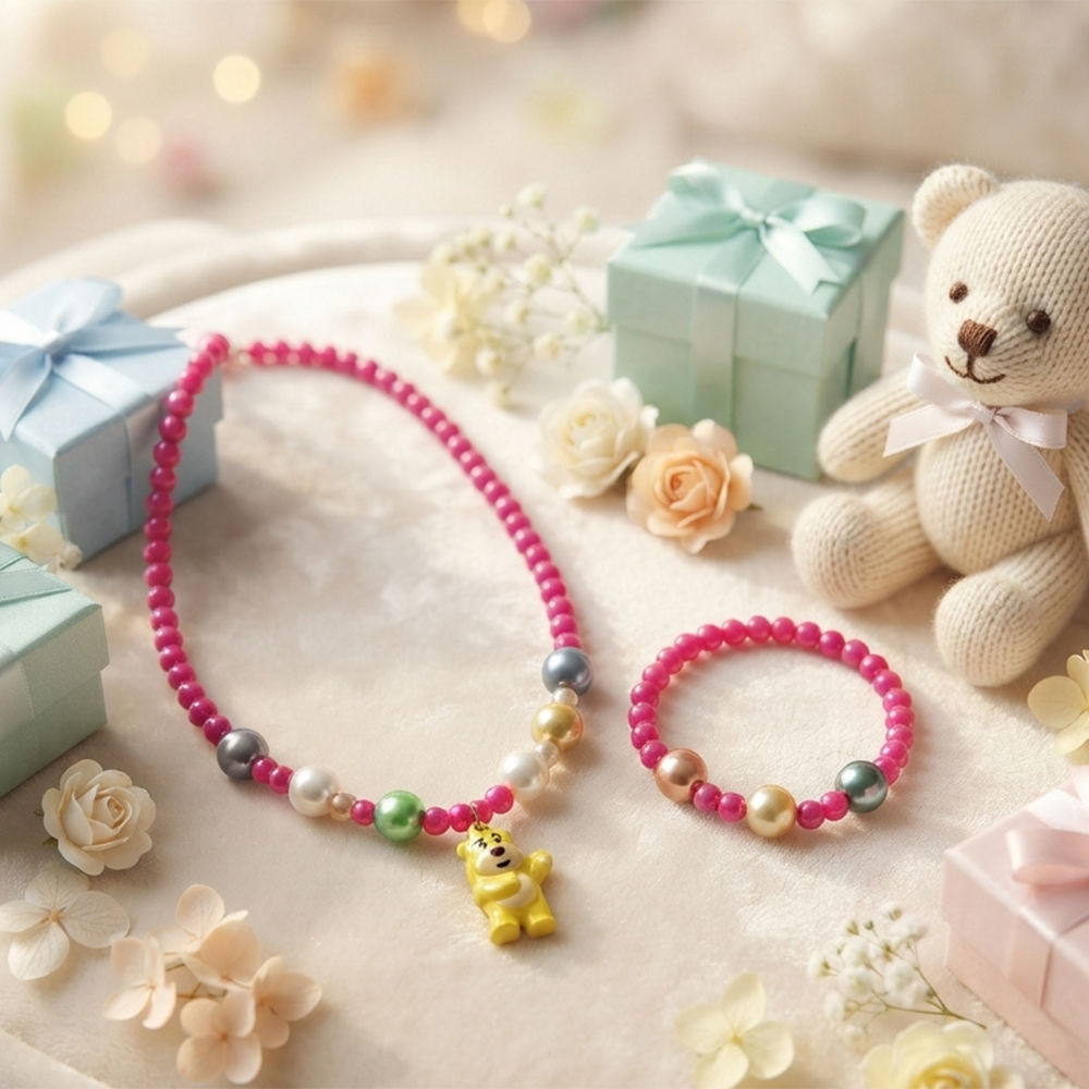 The99Jewel Pearl Necklace and Bracelet Set for Girls | Cute Kids Fashion Jewellery Set