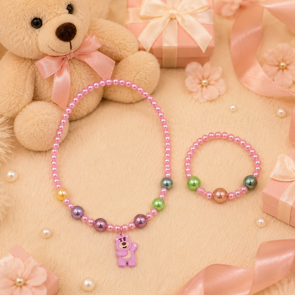 The99Jewel Pearl Necklace and Bracelet Set for Girls | Cute Kids Fashion Jewellery Set