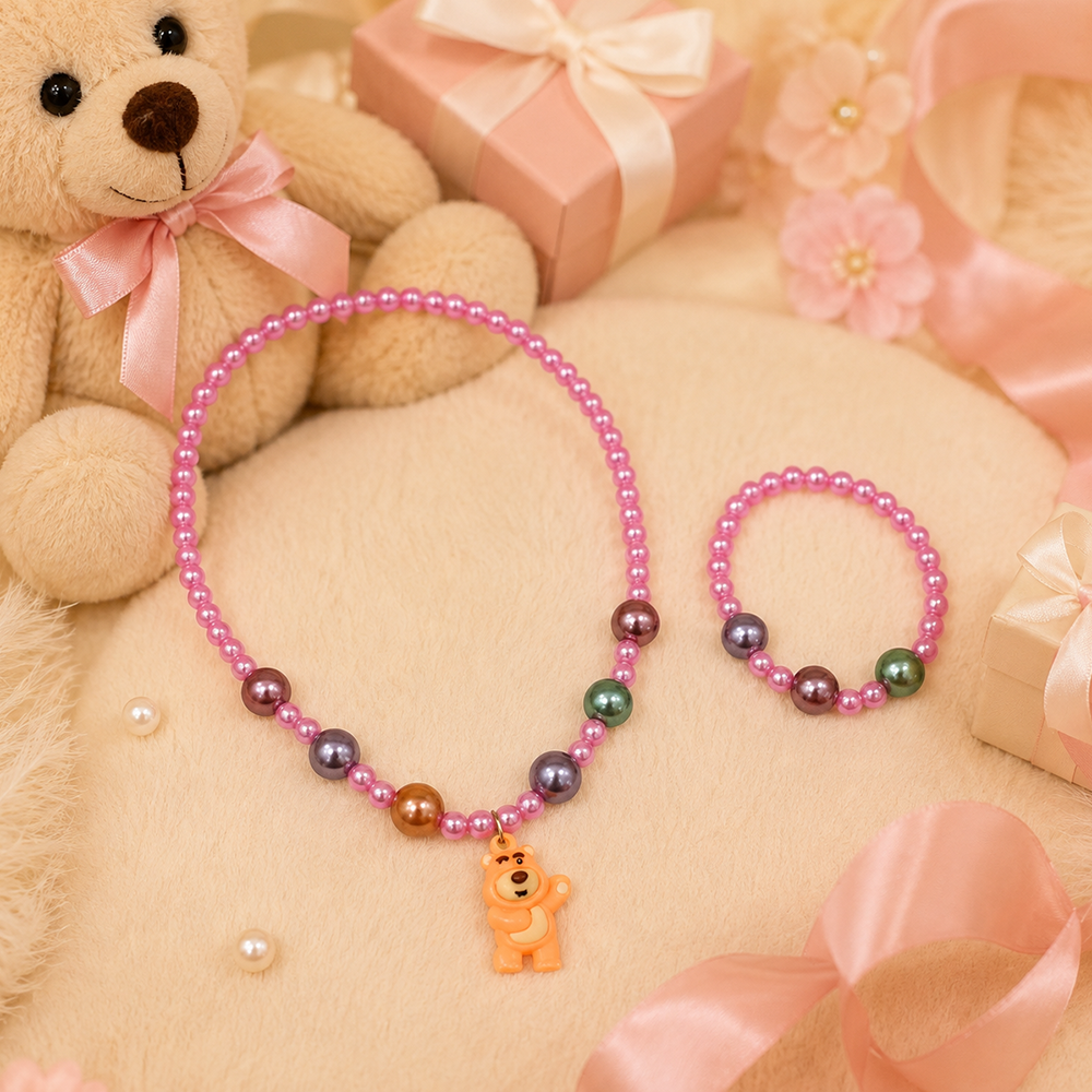 The99Jewel Pearl Necklace and Bracelet Set for Girls | Cute Kids Fashion Jewellery Set