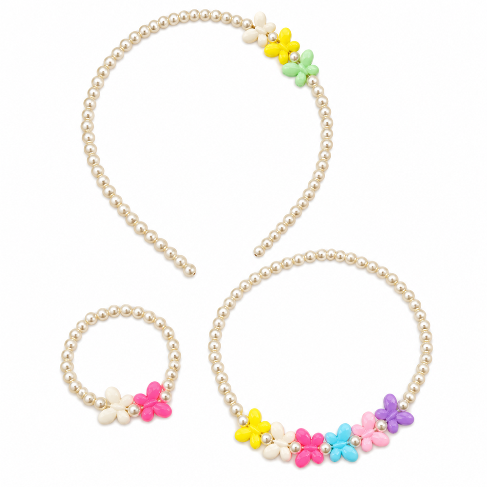 The99Jewel Adorable Rainbow Beaded Jewellery Set for Girls | Charm Necklace,  Bracelet and HairBand Combo