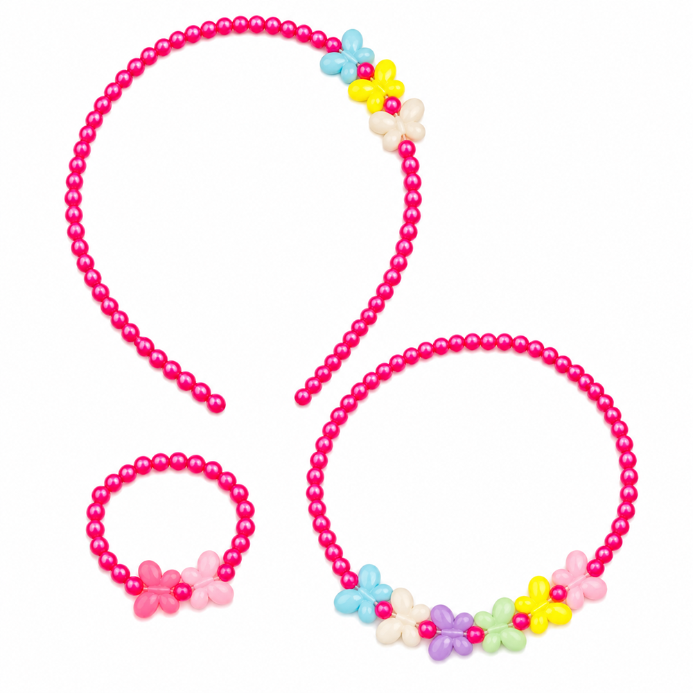The99Jewel Adorable Rainbow Beaded Jewellery Set for Girls | Charm Necklace,  Bracelet and HairBand Combo