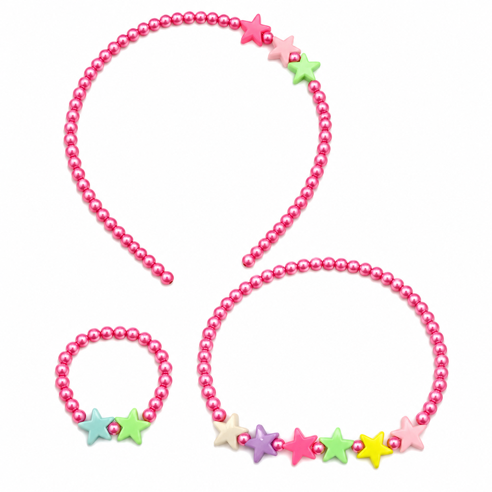 The99Jewel Adorable Rainbow Beaded Jewellery Set for Girls | Charm Necklace,  Bracelet and HairBand Combo