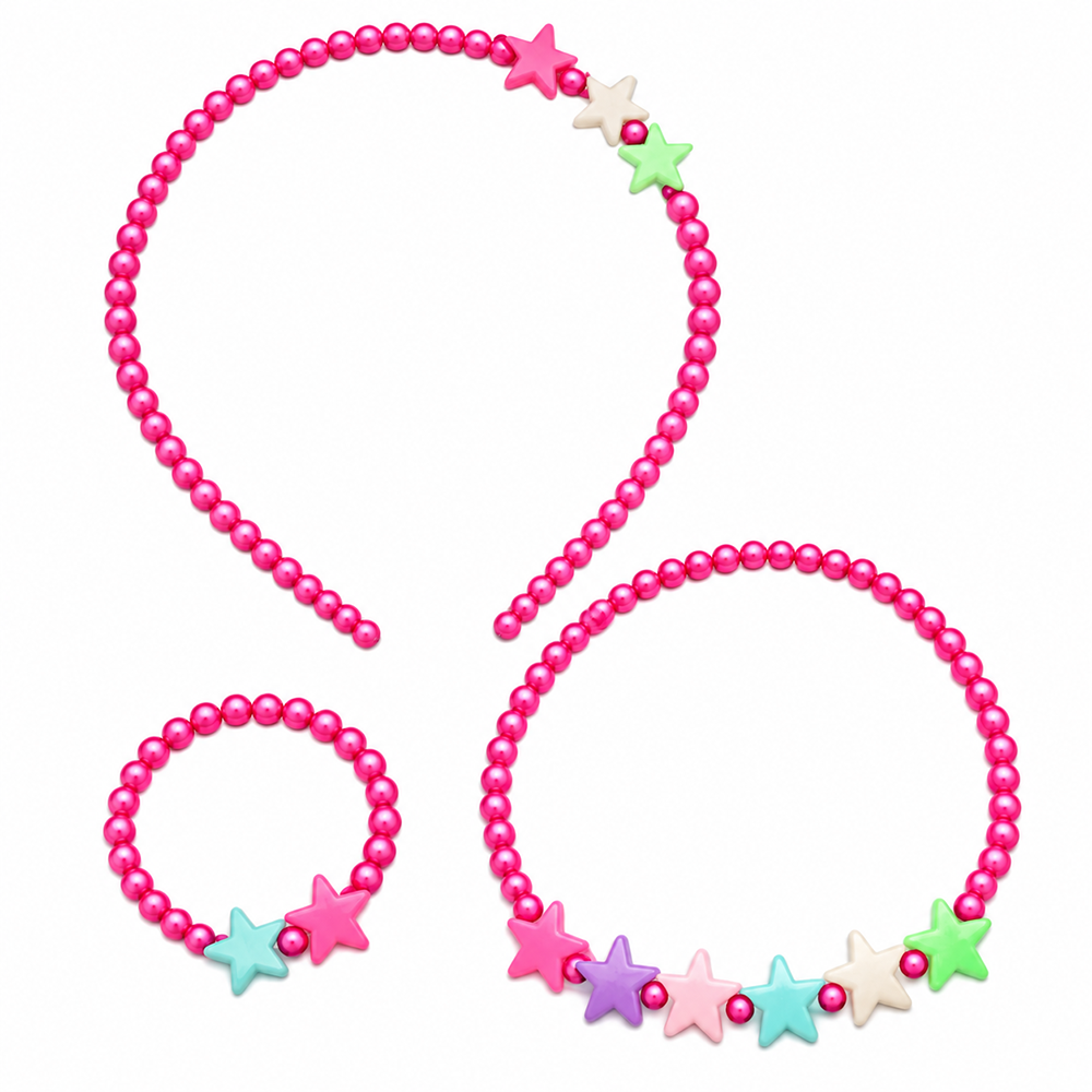 The99Jewel Adorable Rainbow Beaded Jewellery Set for Girls | Charm Necklace,  Bracelet and HairBand Combo