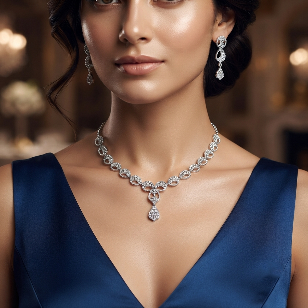 The99Jewel Elegant Austrian Stone Party Wear Necklace Set