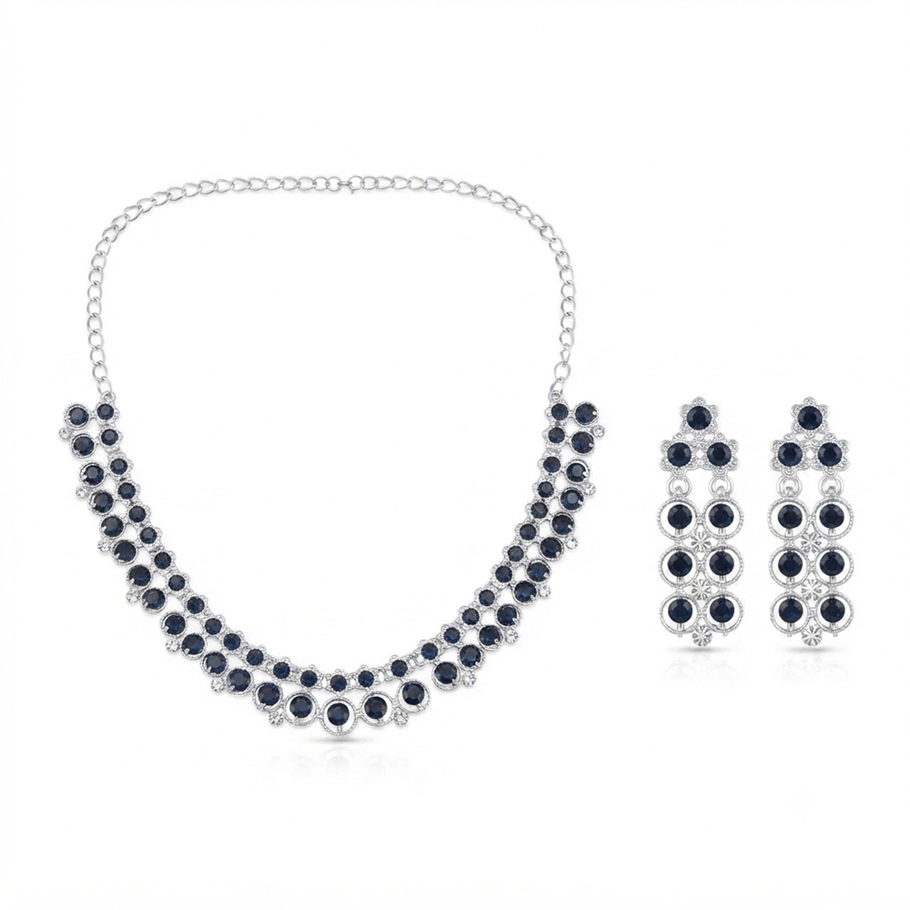 The99Jewel Signature Blue Austrian Stone Necklace Set for Women