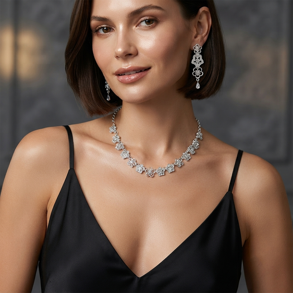 The99Jewel Luxe Austrian Necklace Set with Earrings