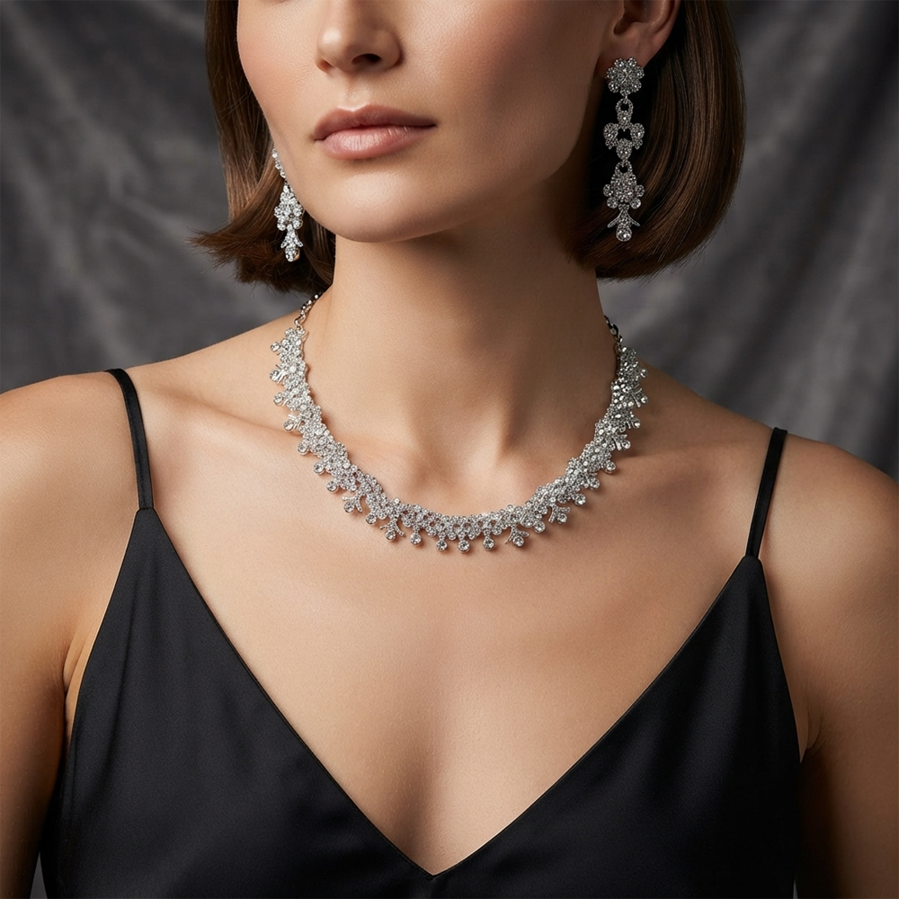 The99Jewel Luxe Austrian Necklace Set with Earrings
