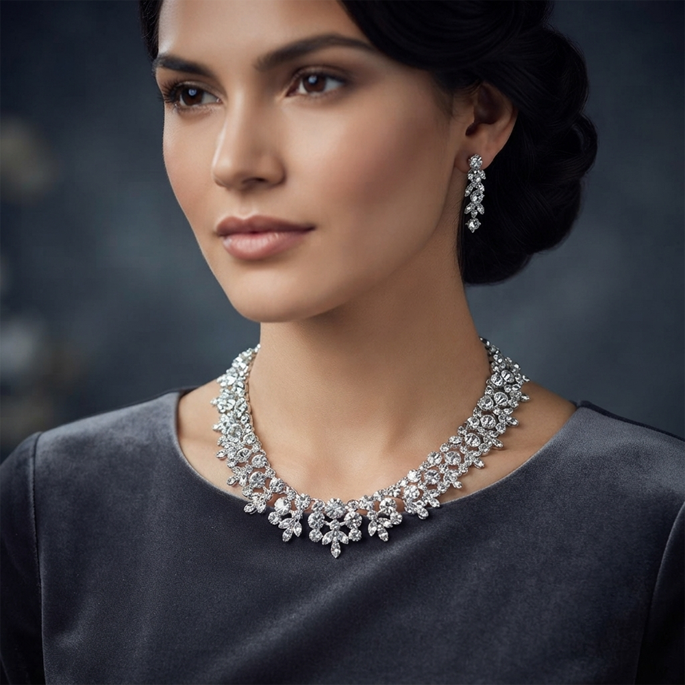 The99Jewel Luxe Austrian Necklace Set with Earrings