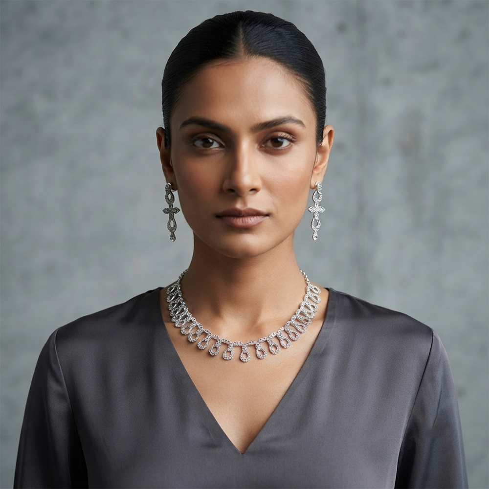 The99Jewel Dazzling Austrian Stone Necklace Set with Earrings