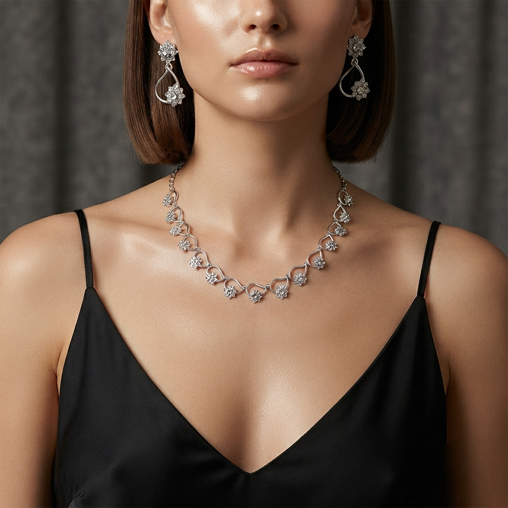 The99Jewel Dazzling Austrian Stone Necklace Set with Earrings