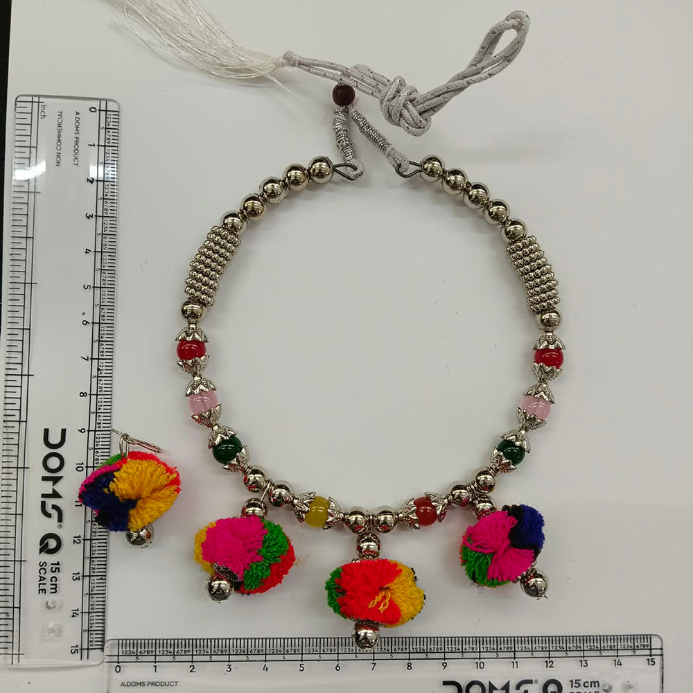 The99Jewel Traditional Oxidised Silver Tone Pom Pom Necklace Set for women