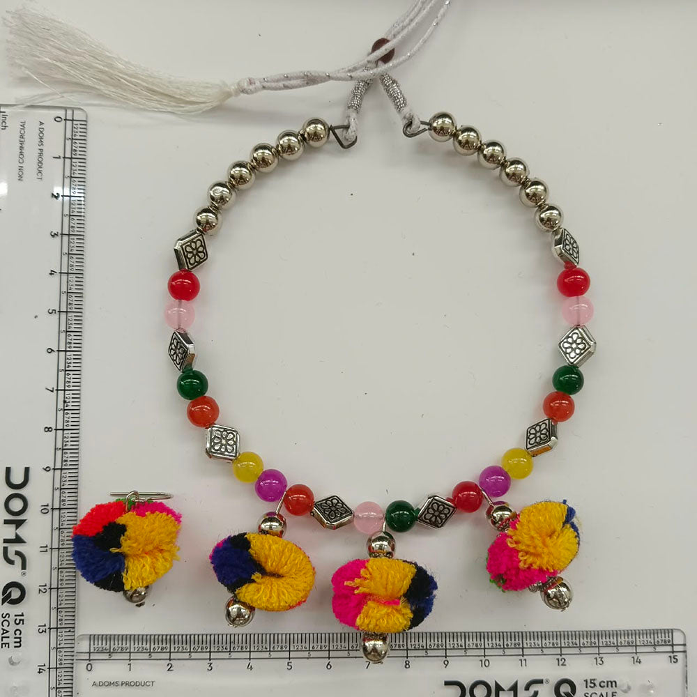 The99Jewel Traditional Oxidised Silver Tone Pom Pom Necklace Set for women