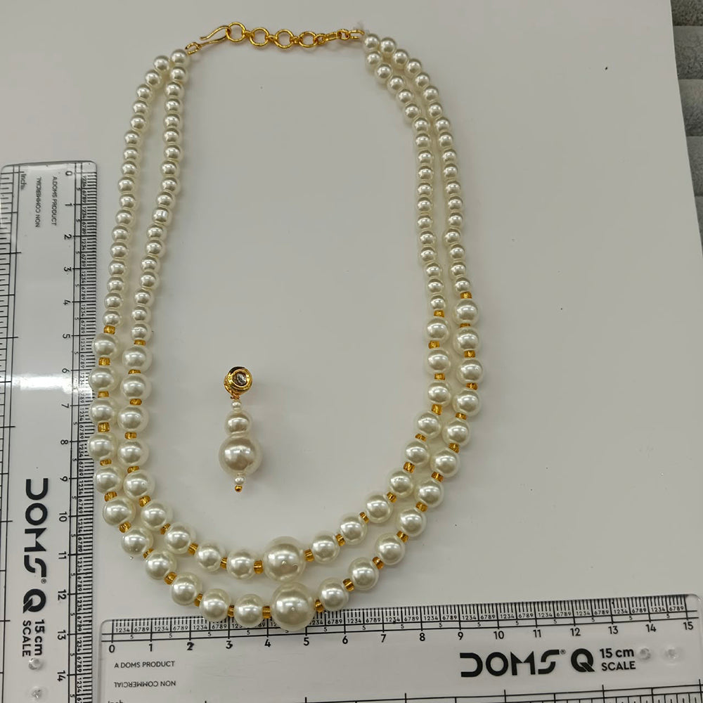The99Jewel Stylish Two Layer Pearl Beaded Mala Necklace Set for Women Trendy Ethnic Fashion Jewellery
