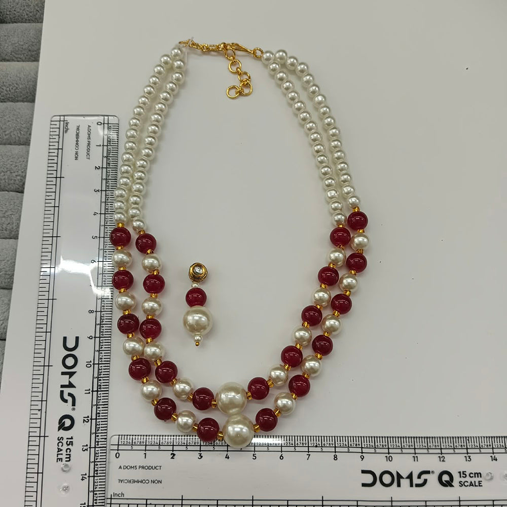 The99Jewel Stylish Two Layer Pearl Beaded Mala Necklace Set for Women Trendy Ethnic Fashion Jewellery