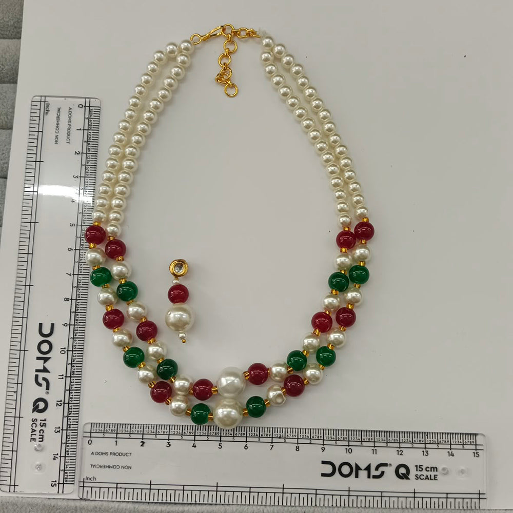 The99Jewel Stylish Two Layer Pearl Beaded Mala Necklace Set for Women Trendy Ethnic Fashion Jewellery