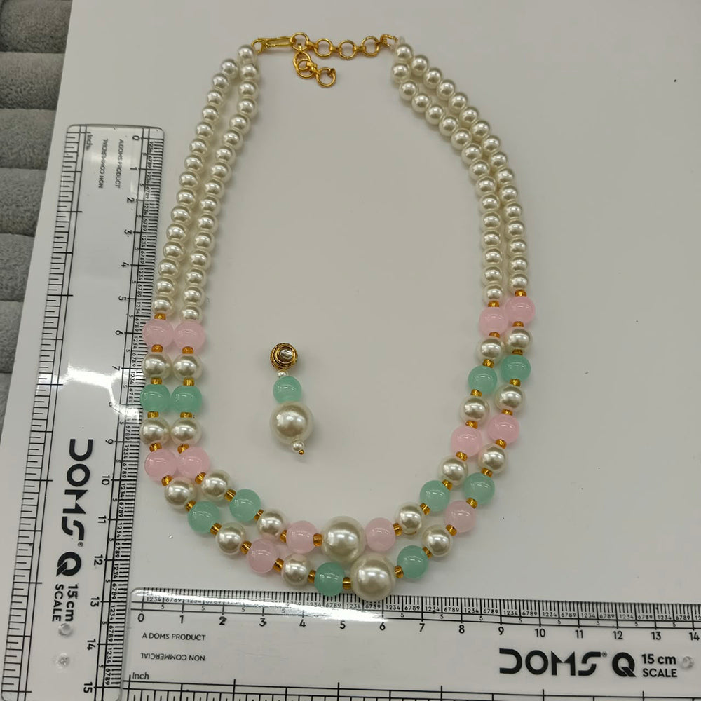 The99Jewel Stylish Two Layer Pearl Beaded Mala Necklace Set for Women Trendy Ethnic Fashion Jewellery