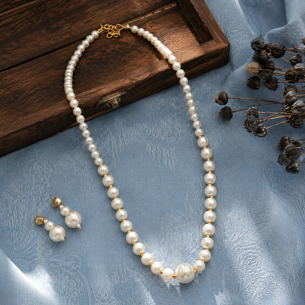 The99Jewel Stylish Pearl Beaded Mala Necklace Set for Women Trendy Ethnic Fashion Jewellery
