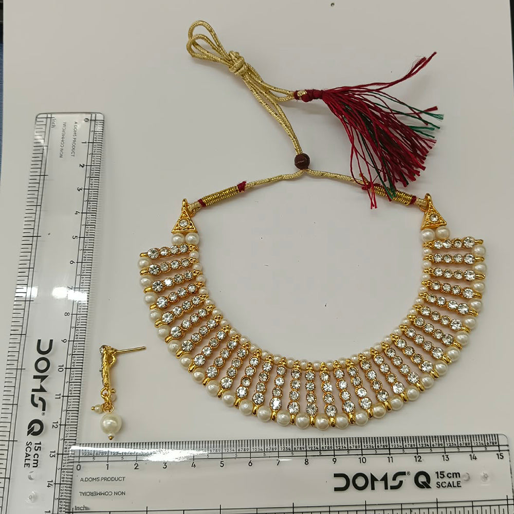 The99Jewel Designer Austrian Stone  Pearl Choker Necklace Set for Women Traditional Party Jewellery