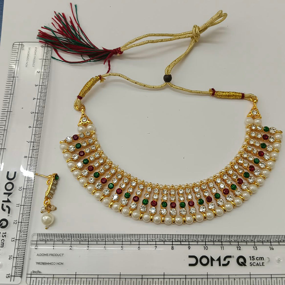 The99Jewel Designer Austrian Stone  Pearl Choker Necklace Set for Women Traditional Party Jewellery