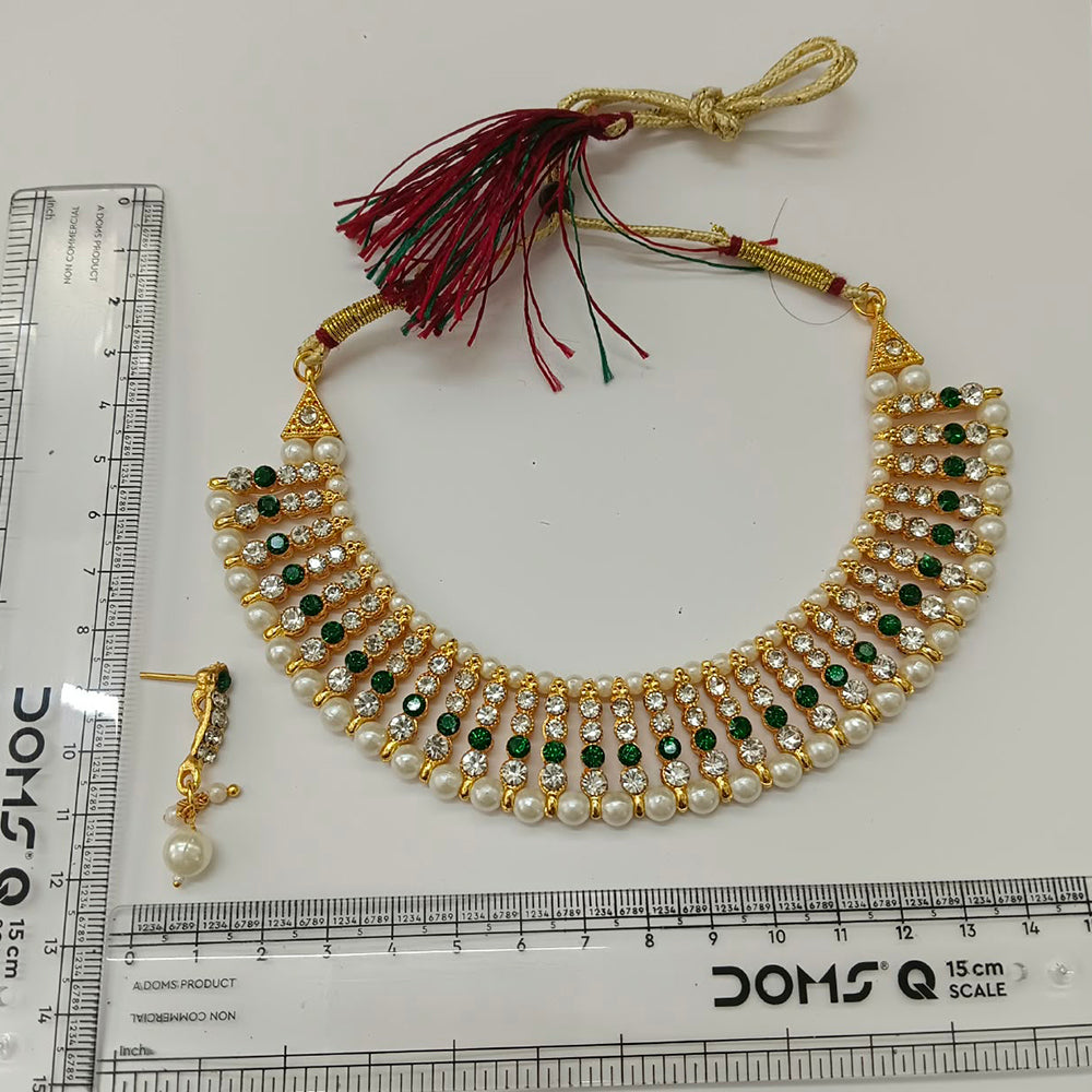 The99Jewel Designer Austrian Stone  Pearl Choker Necklace Set for Women Traditional Party Jewellery