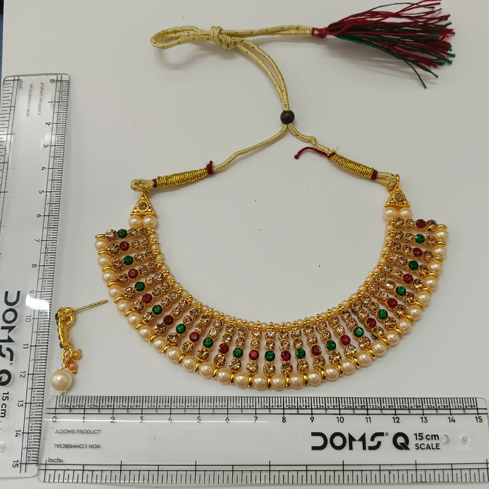 The99Jewel Designer Austrian Stone  Pearl Choker Necklace Set for Women Traditional Party Jewellery