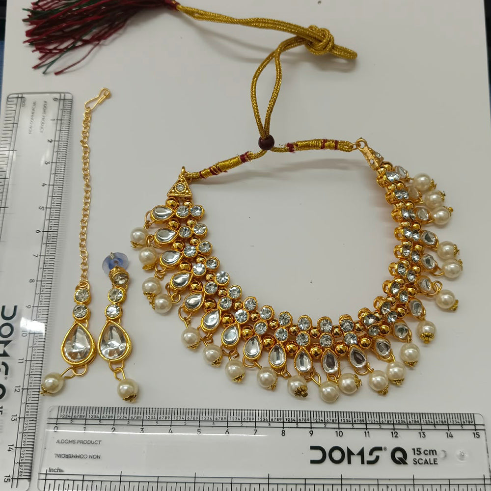 The99Jewel Gorgeous Austrian Stone Pearl Choker Necklace Set for Women Bridal & Festive Jewellery