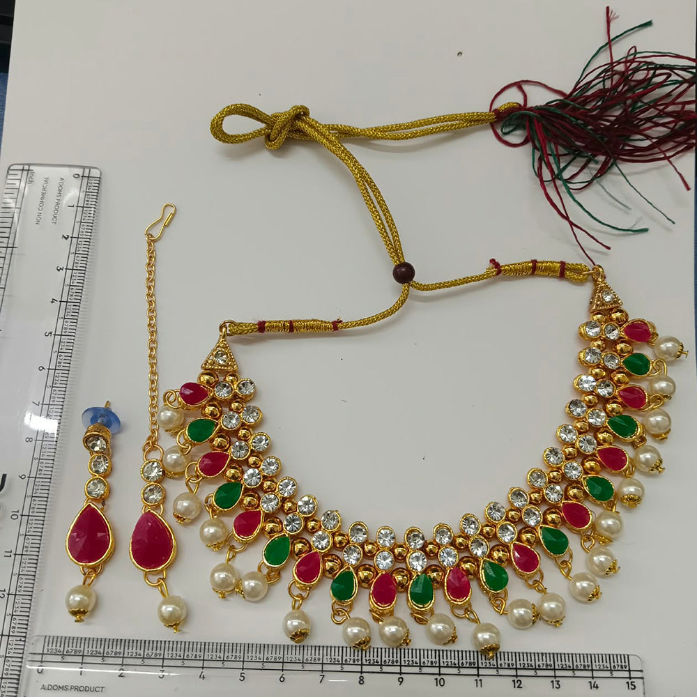 The99Jewel Gorgeous Austrian Stone Pearl Choker Necklace Set for Women Bridal & Festive Jewellery