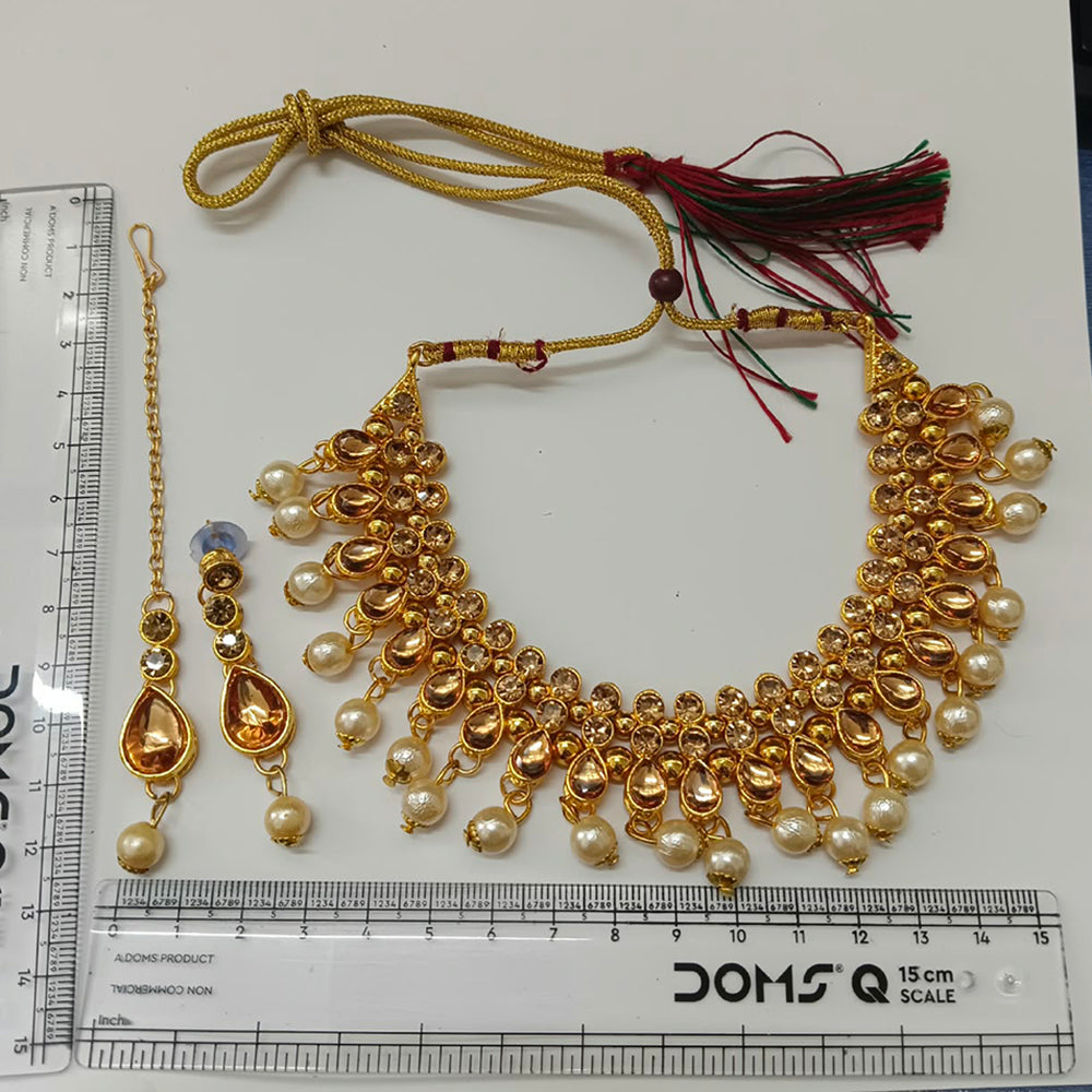 The99Jewel Gorgeous Austrian Stone Pearl Choker Necklace Set for Women Bridal & Festive Jewellery