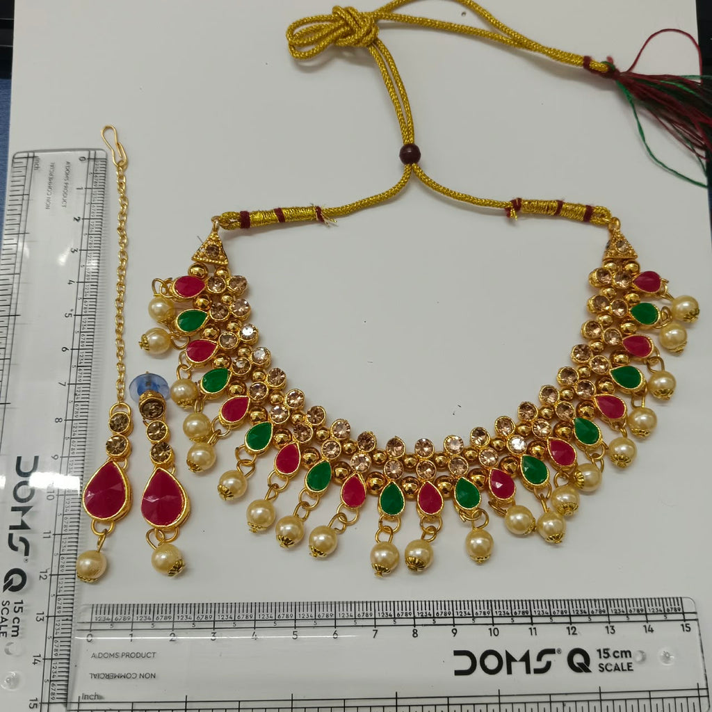 The99Jewel Gorgeous Austrian Stone Pearl Choker Necklace Set for Women Bridal & Festive Jewellery
