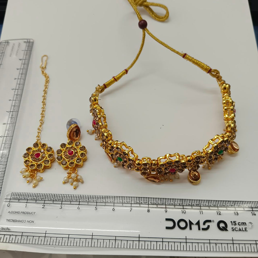 The99Jewel Beautiful Austrian Stone Pearl Choker Necklace Set for Women Wedding & Party Wear